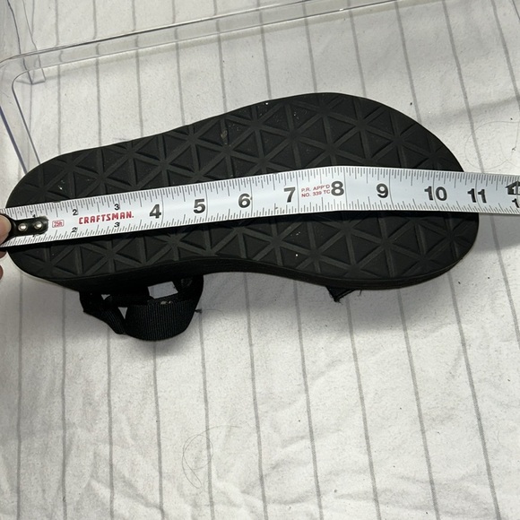 Teva Black Sandals with Gold Logo Flatform Universal Sandal - Picture 9 of 10